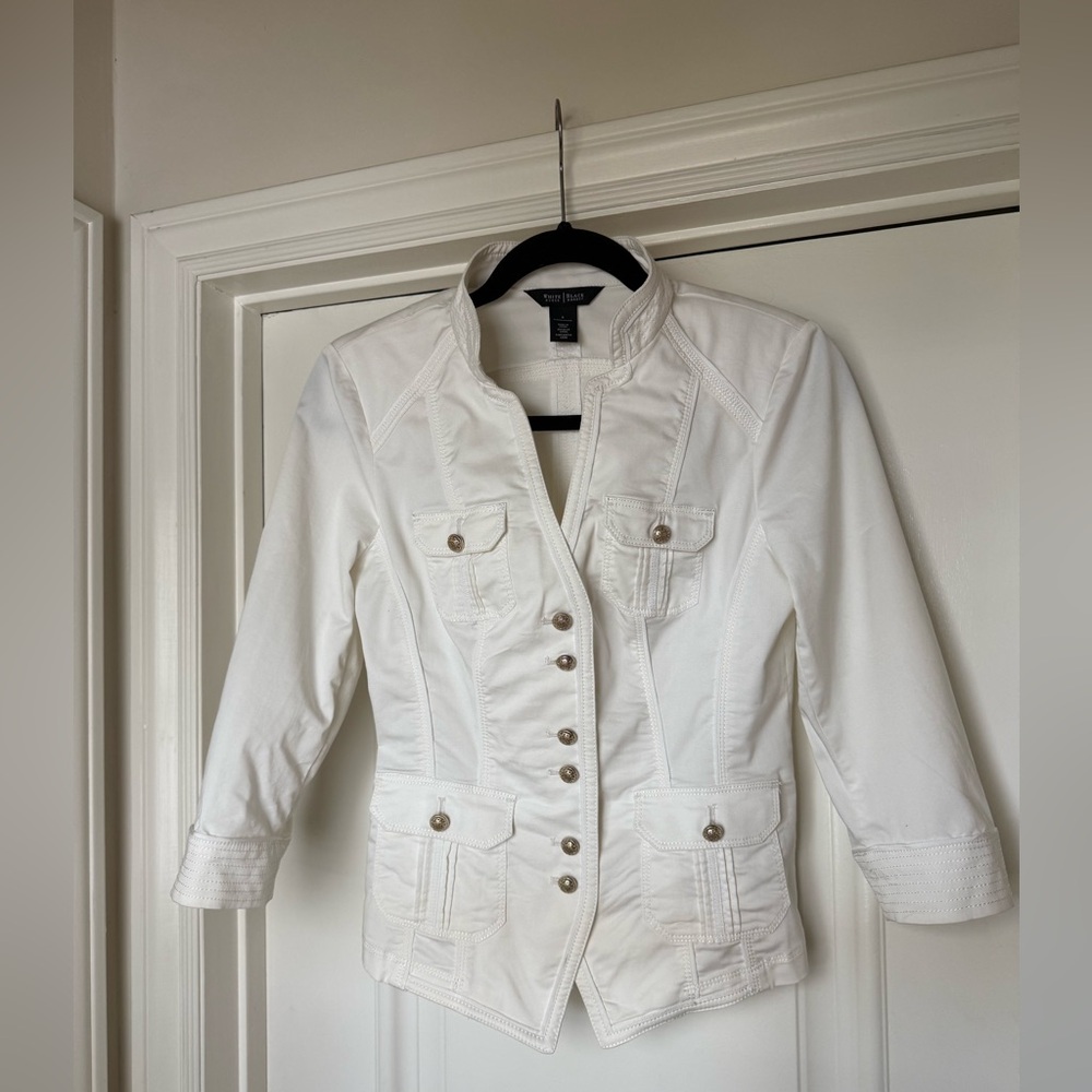 White House Black Market White Blazer with Button Accents